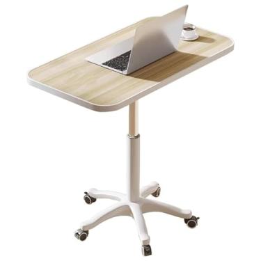 Imagem de Mesa de laptop, mesa de computador pequena com rodízio de freio, rotação de 360°, faixa de elevação 59-80 cm, elevação pneumática, suporte de carga, montagem simples, mesa ajustável em altura D