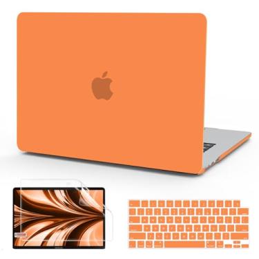 Imagem de B BELK Compatível com MacBook Air 13,5 polegadas 2025 2024 2023 2022 versão M4 M3 M2 A3240 A3113 A2681 tela retina líquida, capa rígida de plástico + capa de teclado + protetor de tela, laranja