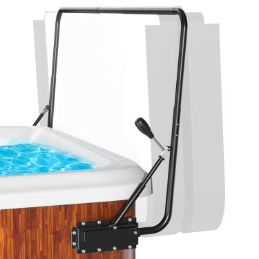 Imagem de Elevador de cobertura de banheira de hidromassagem com trava de segurança - Sistema de remoção de cobertura de spa resistente, altura e largura ajustáveis, acessórios de banheira de hidromassagem para
