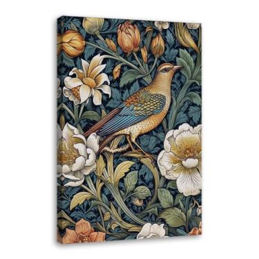 Imagem de William Morris Flower Birds Pavão Poster Kew Gardens Impressão em Tela Pintura Floral Arte de Parede Impressões Botânicas Sala de Estar Decoração de Casa (SKU1,40.6x61.0 cm = (40 x 60 cm), Emoldurado