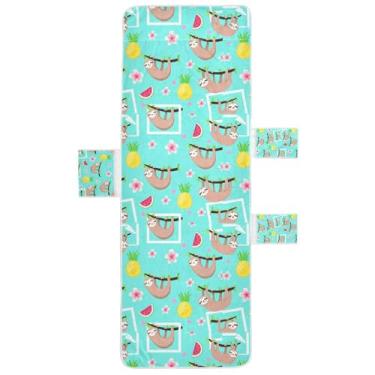 Imagem de STAYTOP Capa de toalha de cadeira de descanso, linda capa de espreguiçadeira macia de preguiça, capas de cadeira de praia com bolsos para jardim ao ar livre, pátio, pátio, banhos de sol, gramado, 215