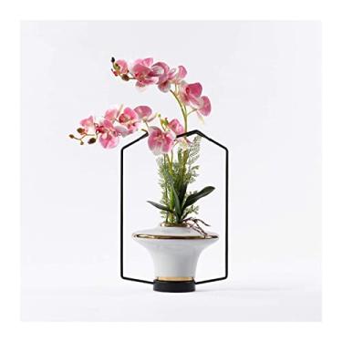 Imagem de LMJYU Flores artificiais orquídeas para decoração - Orquídeas de seda de toque real bonsai orquídeas borboleta artificiais Phalaenopsis em vaso