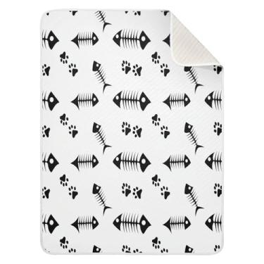 Imagem de Wassud Cobertor de bebê macio preto com ossos de peixe para meninos e meninas, 76 x 101 cm, cobertor essencial e aconchegante para bebês e bebês recém-nascidos