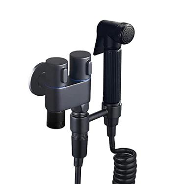 Imagem de uhyOHF Kit de pulverizador de bidê de mão para vaso sanitário, pulverizador de bidê de alça dupla para vaso sanitário, bidê, portátil, spray de chuveiro, acessório de vaso sanitário com mangueira