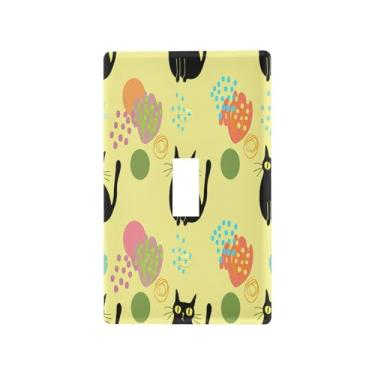 Imagem de Wassud Black Cats Placa decorativa para tomada de luz para tomadas elétricas, interruptor único, 11 x 7 cm