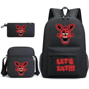 Imagem de Mochila Five Nights, bolsa de lona de anime, conjunto de mochilas escolares, 3 unidades
