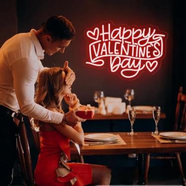Imagem de Feliz Dia dos Namorados Sinal neon personalizado sinal neon romântico led neon quarto decoração de parede decoração de festa presente personalizado