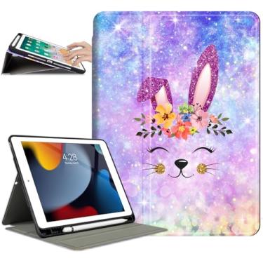 Imagem de Capa para iPad Air 2/iPad Air 1, capa para iPad 6ª geração/iPad 5ª geração, suporte para lápis de 9,7 polegadas, mulheres, meninas, à prova de choque, vários ângulos, suporte ajustável, despertar