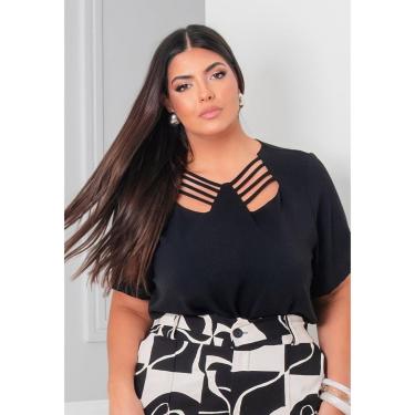 Imagem de Blusa Plus Size com Decote Vazado e Manga Curta-Feminino