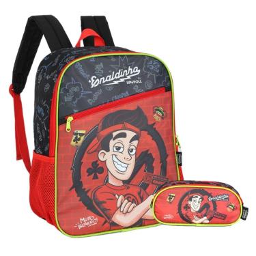 Imagem de Kit Mochila de Costas G + Estojo Box Enaldinho UP4YOU | Preto e Vermelho Neon | Youtuber 2 Peças
