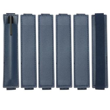 Imagem de PATIKIL 6 peças de suporte elástico para caneta para notebook, suporte ajustável, 1 suporte de caneta de couro sintético para cadernos, agenda de agenda, azul escuro