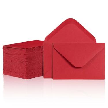 Imagem de Envelopes pequenos, mini envelopes de 100 unidades para vales-presente, cartões de visita e notas, vermelho, 10,16 x 6,9 cm