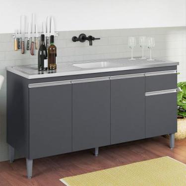 Imagem de Balcão Tatiane Cozinha 4 Portas 1 Gaveta 150cm Sem Tampo AJL Móveis, C