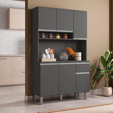 Imagem de Kit Cozinha Márcia Armário Completo 105cm AJL Móveis, Cinza