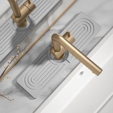 Imagem de Tapete de torneira de pedra de secagem rápida para pia de cozinha - Tapete de pia de diatomita, bandeja de pedra absorvente para balcão de banheiro, torneira de pia protetor de água fosco para balcão