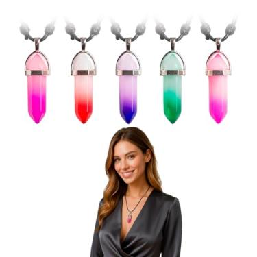 Imagem de Colar Pingente Cristal Pedra Natural Prisma Gota Quartzo Degradê com Cordão Preto Ajustável e Estilo Místico Unissex (ROSA)