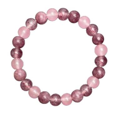 Imagem de Pulseiras elásticas com contas para mulheres, pulseira de quartzo rosa natural para estabilização de emoções, joia presente para equilíbrio da mente, One Size, Pedra, Sem Pedra Preciosa