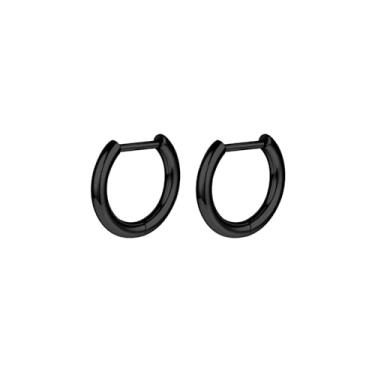 Imagem de AOEDEJ G23 Brincos de argola de titânio preto/aço cinza/dourado 18 G, pequenos brincos de argola de 8 mm/10 mm/12 mm, cartilagem para orelhas sensíveis para piercing múltiplo, cartilagem, argola