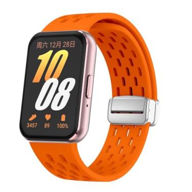 Imagem de Pulseira de relógio de silicone para Samsung Galaxy Fit 3 xDfind malha fivela magnética prata (laranja)