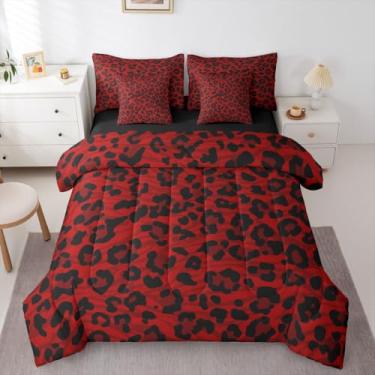 Imagem de Feelyou Conjunto de edredom com estampa de leopardo, 7 peças, Queen, com listras de zebra, para crianças, meninos, meninas, guepardo e zebra, pele de animal selvagem, decoração de quarto de microfibra