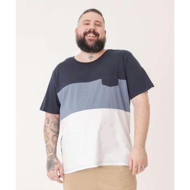 Imagem de Camiseta Plus Size Masculina Recorte Manga Curta MR-37107, Azul, G3