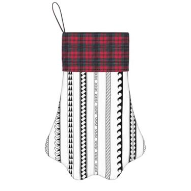 Imagem de SKKNT Meias de Natal com estampa boêmia de listras triangulares, animais de estimação, decoração de Natal, cães, gatos, árvores, doces, presente, conveniente