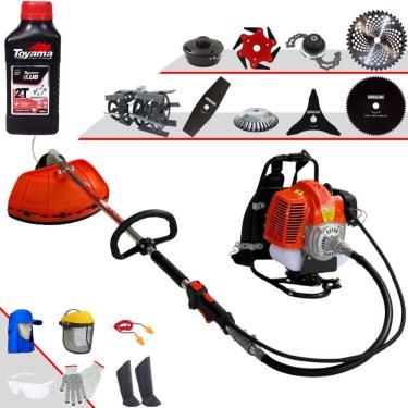 Imagem de Roçadeira Costal Terra GRC430 43cc 1,7HP Alta Rotação Para Todos os Tipos de Trabalho Com Carretel + Kit de 8 Opções de Cortes + Óleo Toyama 2T + EPI