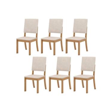Imagem de Cadeira Sala De Jantar Kit 6 Un Nature-veludo Light Linho