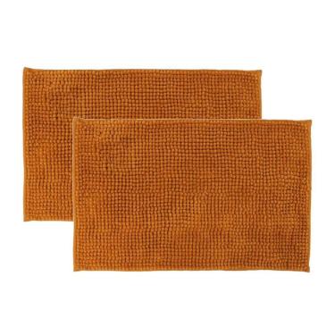 Imagem de Kit 2 Tapete Banheiro Bolinha Antiderrapante Laranja 58x38cm