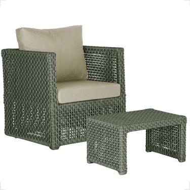 Imagem de Mesa E 1 Poltrona Madri Corda Náutica Estofado 7 Trama Verde