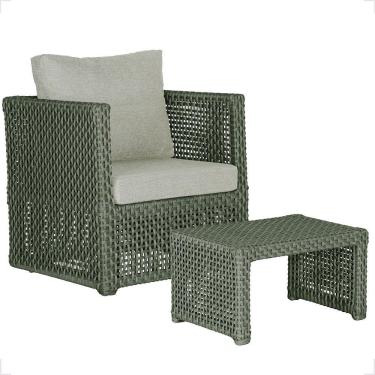 Imagem de Mesa E 1 Poltrona Madri Corda Náutica Estofado 3 Trama Verde