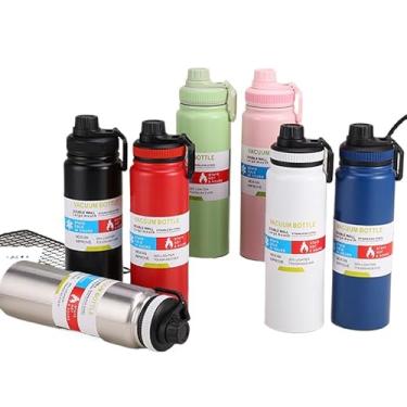 Imagem de Garrafa TéRmica Em AçO InoxidáVel — Garrafa De áGua Isolada Para Quente/Frio, Com AlçA à Prova De Fugas(Cor Aleatória,800ml)