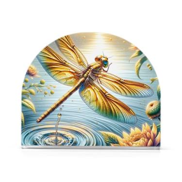 Imagem de Porta-guardanapos libélula dourada, porta-guardanapos acrílico para mesas, suporte de guardanapo vertical para jantar cozinha restaurante decoração de casa acessórios de bar