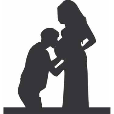 Imagem de Enfeite Decorativo de Mesa Silhueta Família em MDF para Sala Quarto Escritório Decoração Moderna (Casal gravidez SL-F39)