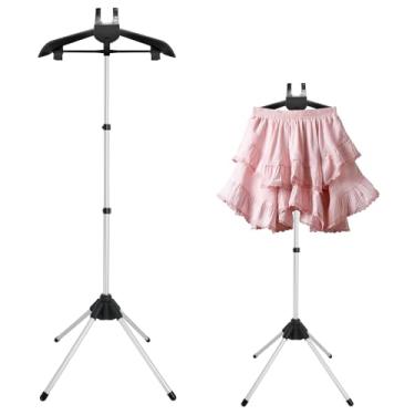 Imagem de Cabide pronto para varejo para roupas, casaco, ajustável, 81 a 160 cm, suporte de exibição para adultos, design portátil de metal preto para pendurar