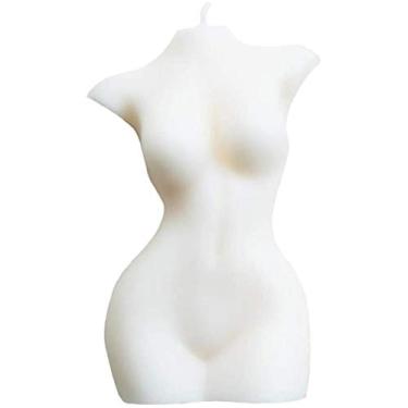 Imagem de ZJchao Vela de Torso Feminino de Cera de Soja, Vela Perfumada Vegana para Relaxamento, Decorativa Romântica para Decoração de Casa, Ideia de Presente, Corporal Feminina (leitosa)