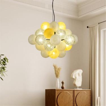 Imagem de OUFULA Lustre Moderno LED Moda Arte Sala de Estar Restaurante Quarto Villa Hotel Balcão Escadas Café Bar Lâmpada Pendente (C A D50CM)