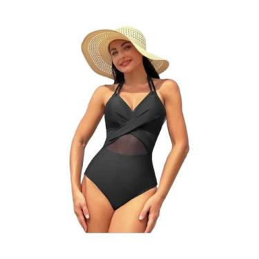 Imagem de Maiô Feminino Sexy Com Decote Em V 2024, Sólido, Em Malha Canelada, Pa