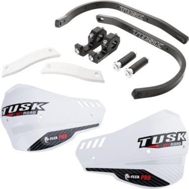 Imagem de Tusk Protetores de mão D-Flex Pro Adventure – Barra de alumínio preta/Escudos brancos estilo MX – Ajuste universal – Serve para guidões de 7/20.3 cm - Compatível com KAWASAKI KLR 650 1997-2025