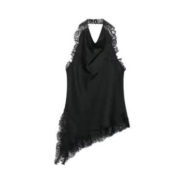 Imagem de Conjunto De Vestido Assimétrico Com Decote Halter E Renda Para O Verão