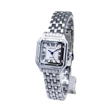 Imagem de Relógio De Pulso Feminino De Quartzo Em Aço Inoxidável Dourado Luxuoso