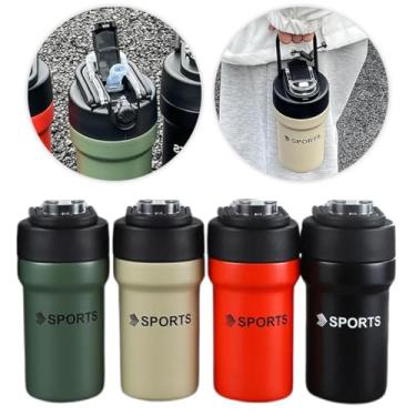 Imagem de Garrafa Térmica Copo Inox 500ml Canudo Alça Esporte Academia