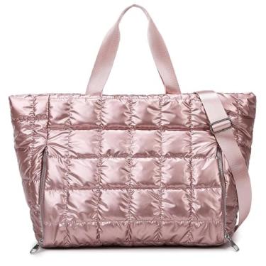 Imagem de VALTESSA Bolsa feminina grande, acolchoada, leve, com alça superior e bolso para tapete de ioga para academia, trabalho, viagem, rosa