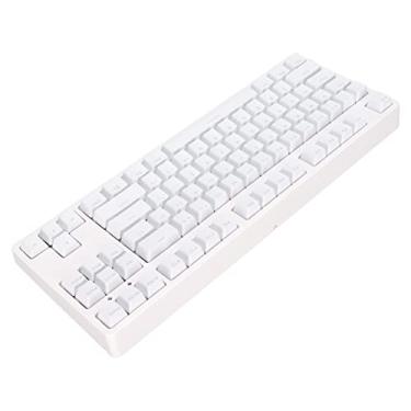 Imagem de Cryfokt Teclado Mecânico Ergonômico para Jogos Com Teclas de Sublimação de Tinta, 87 Teclas para Trabalho Em Home Office, Moldagem por Injeção de Duas Cores (Branco)