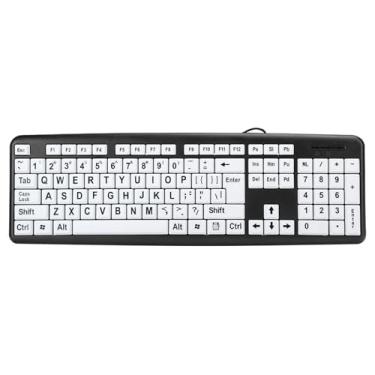 Imagem de Generic Teclado Preto Com Impressão Grande para Baixa Visão Teclado USB Com Fio para Idosos Com Material ABS Durável para Idosos, Uso Conveniente de Plug-in para (Preto)