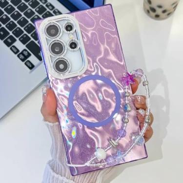 Imagem de Capa magnética com cordão de mão para Samsung S25 Ultra com ondulações d'água para Samsung A55 A56 A54 A35 A36 S24 Ultra S24 FE S23 Capa, A1, para Samsung S23 Ultra