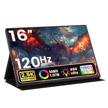 Imagem de Upperizon Monitor Portátil Para Jogos De 16 Polegadas Qhd 2.5K 2560X1600 16:10 120 Hz Sincronização Livre 100% Srgb 10 Bits 400 Nits Tela De Viagem Para Macbook, Laptop, Pc, Consoles De Jogos, Compa