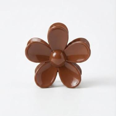 Imagem de Kit 4 3 2 Grampos Piranha de Cabelo Flor Camélia – Presilha de Cabelo Feminina para Praia Festa e Uso Diário (Marrom,3)