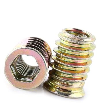 Imagem de Generic Porcas de Inserção Duráveis ​​de Aço Carbono para Móveis de Madeira Parafuso Sextavado Porca de Cabeça para Projeto Diy 20 Peças (M8*20mm)