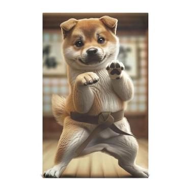 Imagem de Joisal Toalhas de mão de chá fofas toalhas de prato engraçadas de pose de karatê para decoração de cozinha para lavar pratos absorventes 45 x 71 cm, pacote com 6